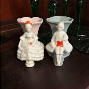 Vintage Toothpick Victorian Lady & Man Vase